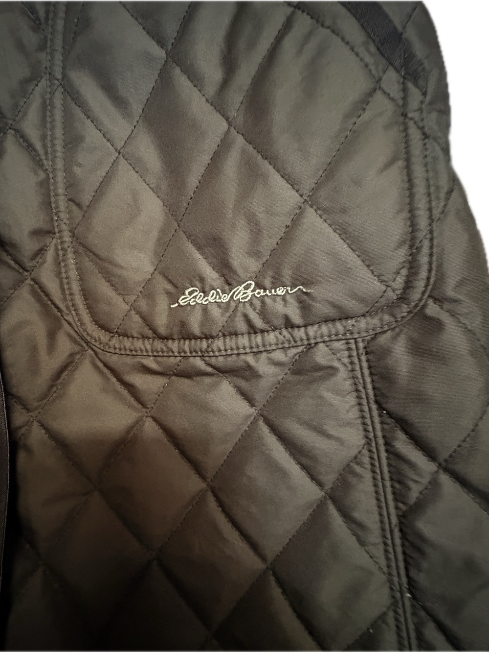 Quilted Eddie Bauer Poppy-Embroidered Fall Coat -black - Picture 3 of 13